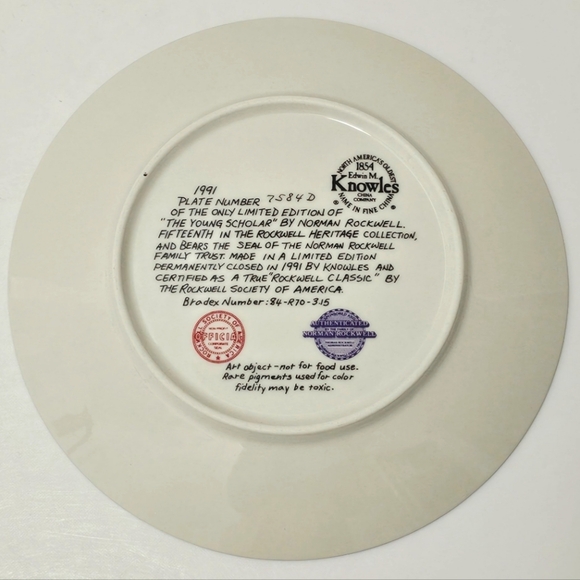 Edwin M. Knowles Plate x Norman Rockwell Painting The Young Scholar Plate - Picture 7 of 8